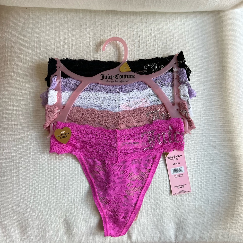 Juicy Couture Women's Lace Panty Set - Pink, Black, Purple, White